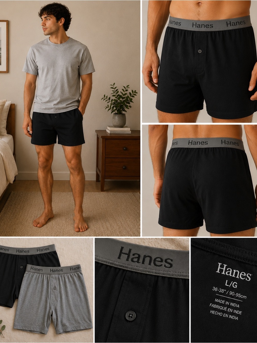 Hanes Boys Comfort Flex Boxer Briefs 5-Pairs: 3-Black 2-Grey NWOT 28” Waist Sz L